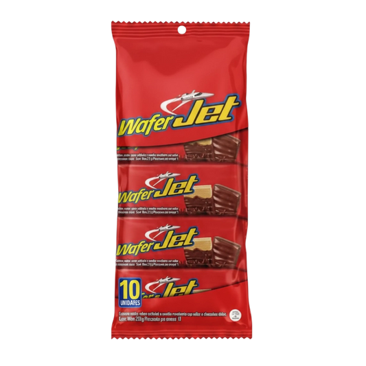 My Dulce Hogar Jet chocolate covered vanilla wafer snack pack with 10 individual bars in red packaging