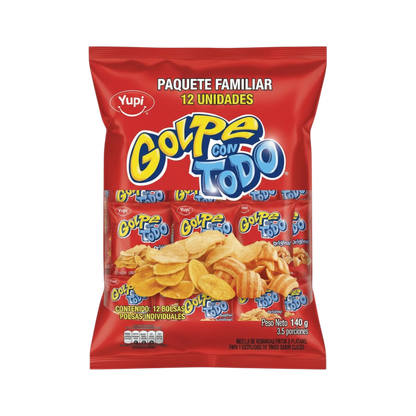 My Dulce Hogar YUPI Golpe con Todo Original zesty snack mix bag featuring crunchy plantain and potato chips