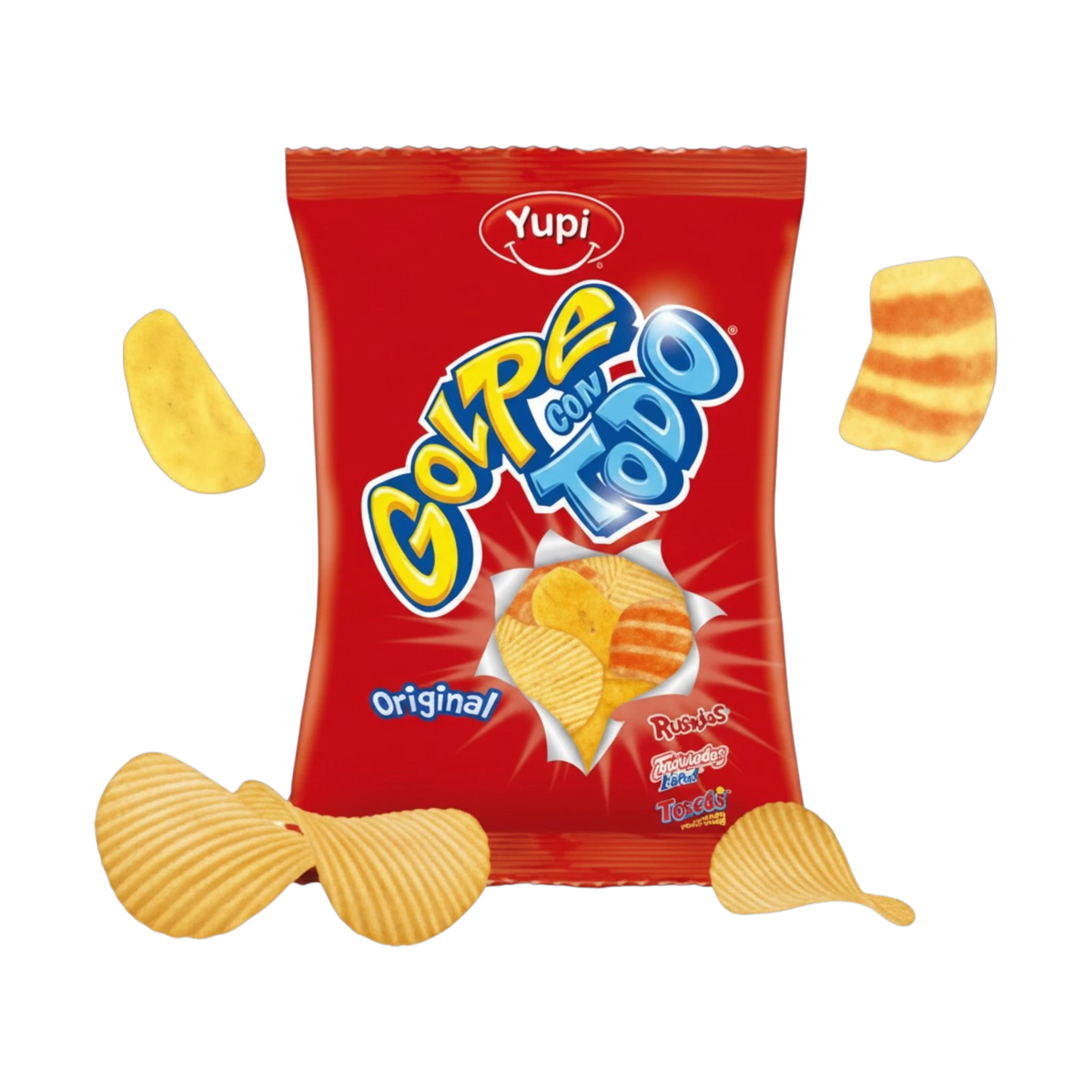 My Dulce Hogar YUPI Golpe con Todo Original zesty snack mix in a 360g red bag with crunchy potato chips